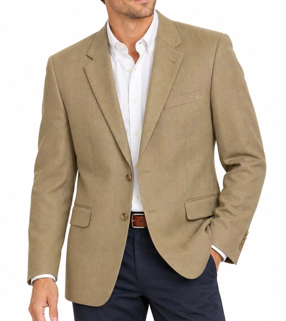 Jos A Bank Signature 100% Wool Tan Two Button Sport Coat Blazer Size 42R (L)